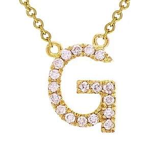 14k Yellow White or Rose Gold Diamond Initial Letter G Pendant Necklace 18" - Picture 1 of 18