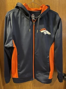Men’s Denver Broncos Hooded Jacket Majestic Men’s Size Small Navy Blue & Orange - Bild 1 von 6