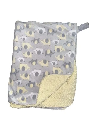 Manta bebé recién nacido elefantes gris amarillo blanco polar Sherpa Lovey  Foto 1 de 4