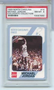 1989 Michael Jordan North Carolina #16 Tar Heels PSA Mint 8 Card - ST454 - Picture 1 of 2