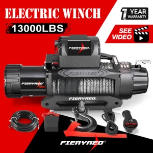 FIERYRED 12V 13000LBS Wireless Synthetic Rope Electric Winch 4WD ATV BOAT TRUCK - Picture 1 of 12