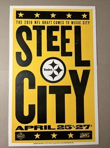 Póster oficial del draft de la NFL Nashville 2017 con impresión de Hatch Show de los Pittsburgh Steelers - Imagen 1 de 2