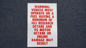 103 Octane Warning Decal - Lot of Three Decals (Read Description) - Bild 1 von 6