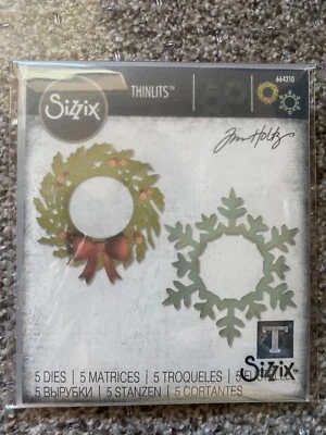Tim Holtz Thinlits Die 664210 "Wreath & Snowflake - Image 1 of 2