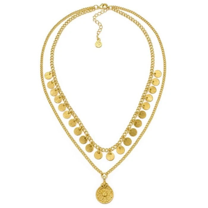 Vestopazzo Collana Due Catene Monete/Fiore DD04051