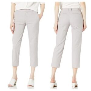 NWT Club Monaco Matie Slim Crop Pant Cotton In Light Gray Check Print Size 6