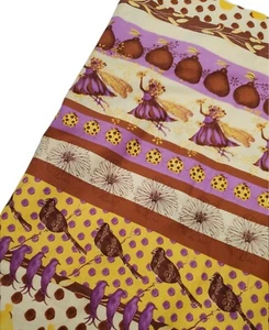 Tina Givens Fabric Purple Fairies & Birds Stripes Gold Sew Quilting Fat Quarter - Picture 1 of 1