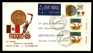 Mayfairstamps Australia FDC 1968 Olympic Games Mexico Combo First Day Cover aas_ - Imagen 1 de 2