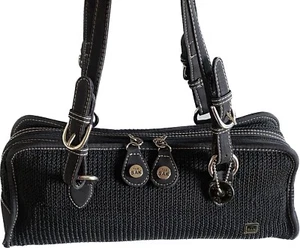 The Sak Schultertasche Handtasche Damen schwarz gehäkelt mit doppelten Stoffriemen Henkel - Bild 1 von 20