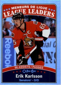 2016-17 O-Pee-Chee Rainbow Hockey Card #657 Erik Karlsson LL