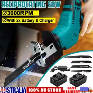 Cordless Electric Reciprocating Saw Sabre Saw 2x Battery Charger 4 Blade Kit - Picture 1 of 11