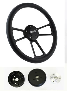 1974-1994 GMC C Series Pick Up Truck Black Billet Steering Wheel GMC Cap w/Kit - Picture 1 of 5