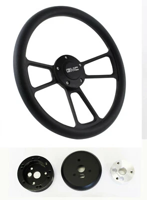1974-1994 GMC C Series Pick Up Truck Black Billet Steering Wheel GMC Cap w/Kit - Image 1 of 4