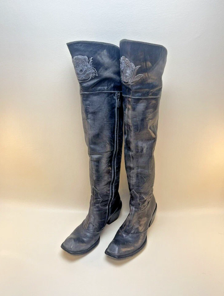 Botas altas Mark Nason para mujer sirena talla 7 cuero negro Italia Foto 1 de 4