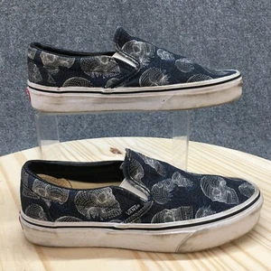 Vans Shoes Mens 6.5 Womens 8 Classic Slip On Printed Skate Sneakers Blue White - Picture 1 of 16