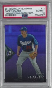 Corey Seager 2014 Bowman Platinum Purple Refractor Chrome Prospects PSA 10 RARE!