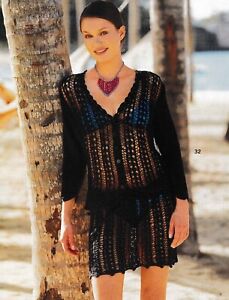 Knitting Pattern copy ladies designer lace skirt & top beach coverup 35-40" 711F