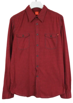Hugo Boss Camisa Hombre XL Cuadros Patrón Rojo Bolsillos Botón Manga Larga Jalea - Imagen 1 de 4