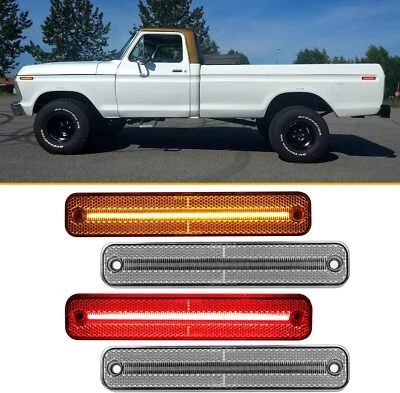 Luz LED de señalización lateral transparente 4 piezas para Ford F-Series 1973-1979 F100 F150 F250 F350 Foto 1 de 4