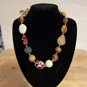 Necklace 18” wood glass and acrylic beads - Picture 1 of 5