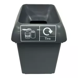 Plastic 30 Litre Recycling Dark Grey Tins Bin, Waste Bin, Recycling Bin - Picture 1 of 10