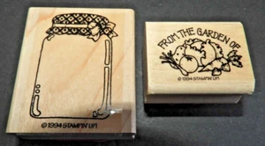 2 Stampin Up FROM THE GARDEN OF and MASON JAR Wooden Stamps Canning Farm Country - Picture 1 of 2