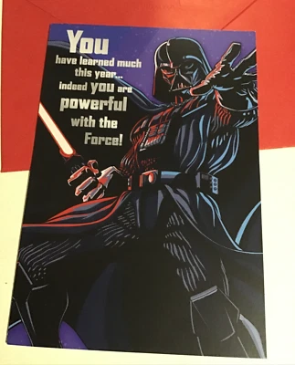 Birthday Star Wars Darth Vader The Force Disney 5”x7” Hallmark Greeting Card - Image 1 of 4
