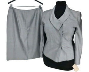 Le Suit Womens Skirt Suit Plus Size 16 Two Piece Garment Plaid Black White 103A