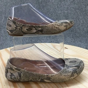 Lucky Brand Shoes Womens 7 M Emmie Snake Print Slip On Ballet Flats Gray Leather - Picture 1 of 15