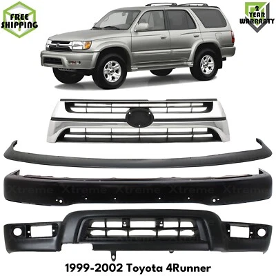 Front Bumper Paintable Steel & Grille Chrome Kit For 1999-2002 Toyota 4Runner Foto 1 de 4