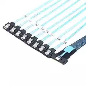 74P MCIO 8X SFF-8654 8i PCI-E Ultraport Slimline 5.0 To 8X SATA 7P Female Cable - Picture 1 of 9