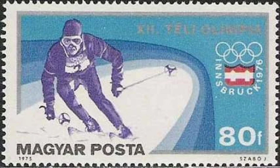 HUNGARY -1975- Winter Olympics in Innsbruck - Men's DownHill Skiing - MNH  #2396 - Image 1 of 1