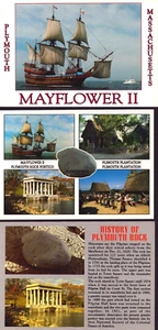 Plymouth Massachusetts Lot of 3 Unused Postcards Rock Mayflower Ship Pilgrims - Picture 1 of 2