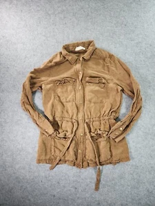 C&C California Jacket Women’s Large Brown Linen Lyocell Utility Military Coat - Picture 1 of 8