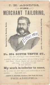 1882 Joseph Mary Aggings Philadelphia Pennsylvania Merchant Tailor 254 S.10th - Imagen 1 de 1