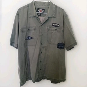 Harley Davidson Men's Classic Button Down Garage Shirt Gray Size XL Embroidered - Picture 1 of 8