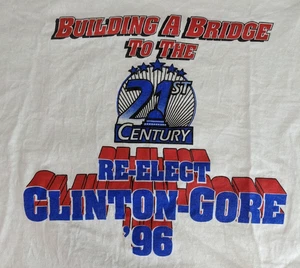 Camiseta Vintage Single Stitch XL Clinton / Gore '96 Puente al Siglo XXI - Imagen 1 de 12