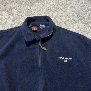 Vintage 90s Ralph Lauren Polo Sport Polartec Fleece Zip Up Jacket Size Large USA - Picture 1 of 11
