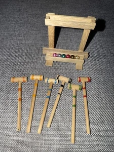Dollhouse Miniature Wooden Croquet Yard Set SHACKMAN Vtg - Picture 1 of 5