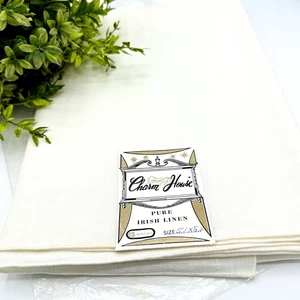 Charm House Pure Irish Linen Tablecloth New 51x52 Vintage Ivory Small Flaw - Picture 1 of 6