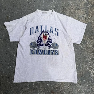 Camiseta vintage años 90 Dallas Cowboys Looney Toons Tasmanian Devil cuello manchado Foto 1 de 4