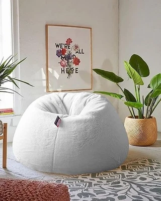 Fell Sitzsack Stuhl Sofabezug Weiß ohne Bohnen Wohnzimmer mit Komfort XXXL - Bild 1 von 4