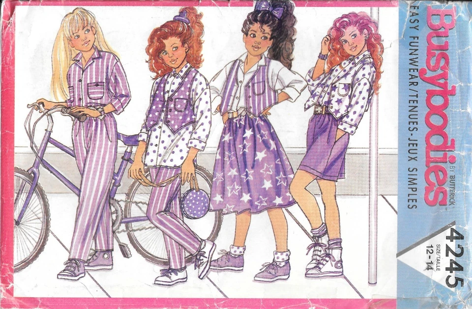 Busybodies by Butterick Sewing Pattern 4245 Girls Vest Shirt Skirt Pants Size 12 - Image 1 of 2
