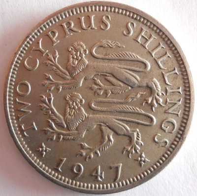 1947 CYPRUS 2 SHILLINGS - AU - SCARCE TYPE Coin - Lot #N3 - Image 1 of 2