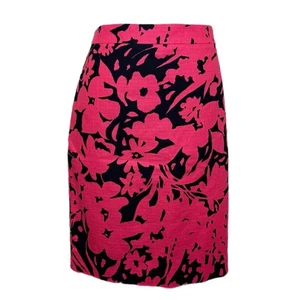 J.CREW Damen-Bleistiftrock rosa marineblau Blumenmuster Größe 14 professionell klassisch - Bild 1 von 8