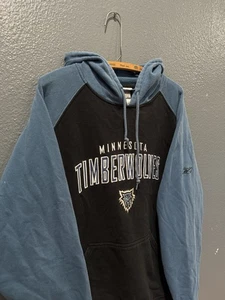 Vintage Y2K Reebok NBA Minnesota Timberwolves Basketball Black Hoodie Large  - Picture 1 of 6