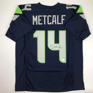 Autographed/Signed DK D.K. METCALF Seattle Blue Football Jersey JSA COA Auto - Picture 1 of 4