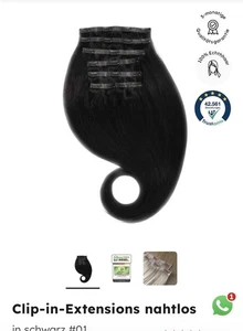 NEU• Extensions Echt Haar clip In, Schwarz - Bild 1 von 4