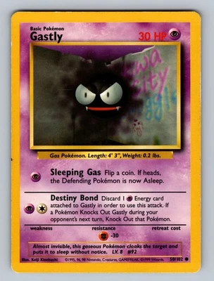 Gastly 050/102 Common Base Set MP Pokemon TCG - Image 1 of 2