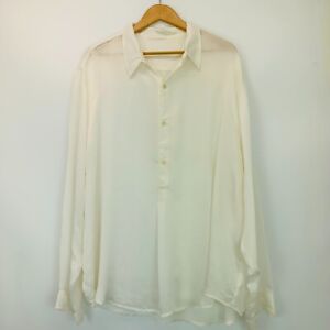 CP SHADES Women XL 100% Silk Cream Half Button Up Collar Shirt Top